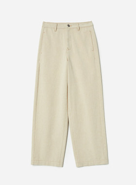 WKZ09022 茉莉雅集 L*V西班牙棉双面异色藏线宽松率性牛仔直筒裤