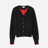 懒人KVSS全羊绒针织开衫 静奢风假两件奶奶衫 WZK07195 茉莉雅集