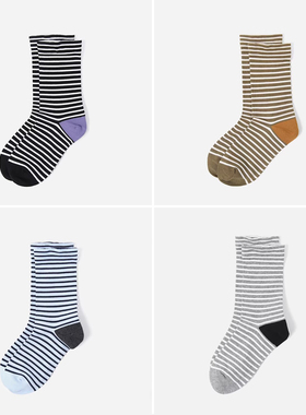 WSP08035  百搭经典四季舒适高支棉斯文细腻条纹中筒袜