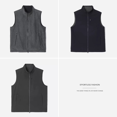 *WWT08085 户外机能双面穿日本料防水休闲立领保暖棉服马甲男女