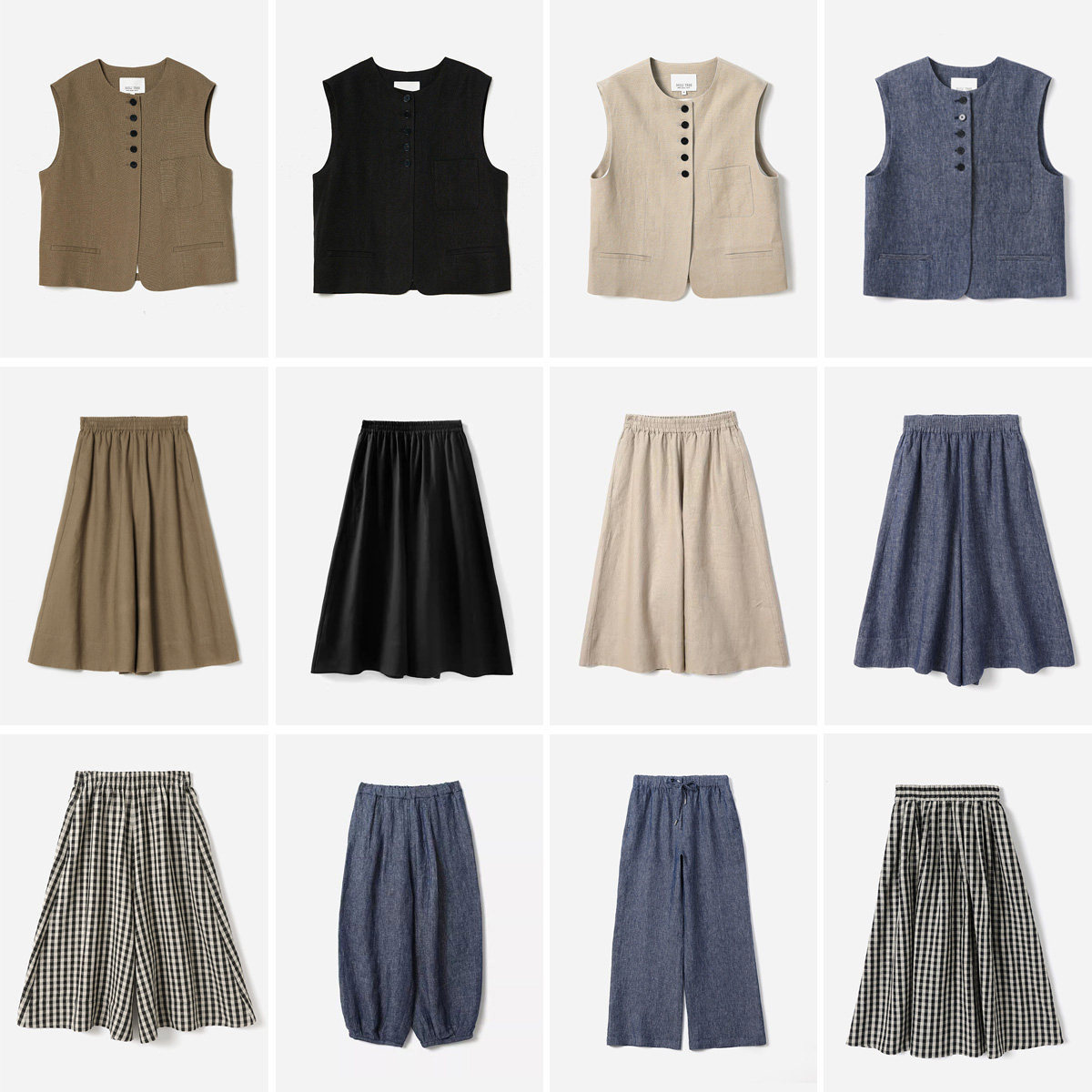 WKZ08114 茉莉雅集 松弛随性牛仔高支全亚麻松紧腰轻薄直筒裤女