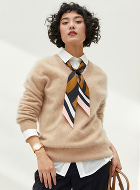 *WZT06012 茉莉雅集 KVSS重磅拉绒全羊绒针织套衫经典V领长袖毛衣