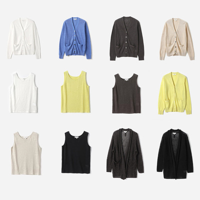 #WZK07108 茉莉雅集 L*P清凉舒爽全亚麻复古慵懒经典V领针织开衫