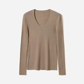 U领长袖 打底女 KVSS精纺3 68支全羊绒针织套衫 WZT07327 茉莉雅集