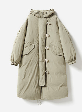 WYR06057 IS@BEL纸感防水可追溯95白鹅绒牛角扣连帽长款羽绒服女