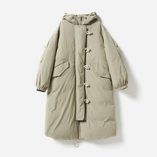 WYR06057 羽绒服女 IS@BEL纸感防水可追溯95白鹅绒牛角扣连帽长款