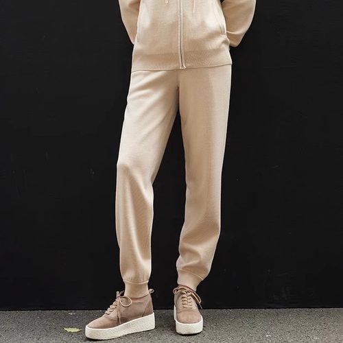 WZZ05011茉莉雅集 大M舒适优雅亲肤细腻精纺弹力羊毛哈伦裤卫裤