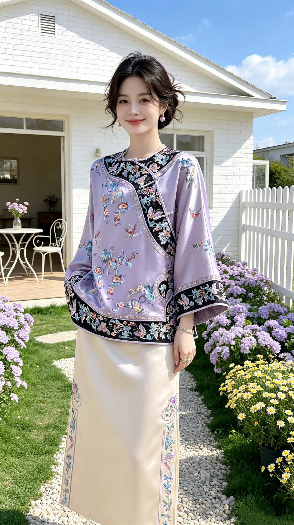新中式醋酸满绣上衣外套女新款唐装国潮复古盘扣太太服