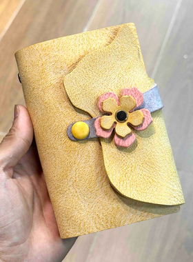 手工猫咪手账本A7小猫活页夹手帐本子Mbox雾蜡植鞣头层牛皮记事本