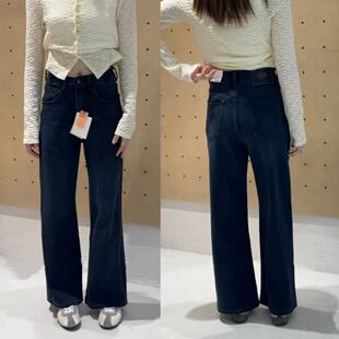 【甜甜专享】万向弹十分裤高腰弹力显瘦质感蓝灰调牛仔窄版阔腿裤