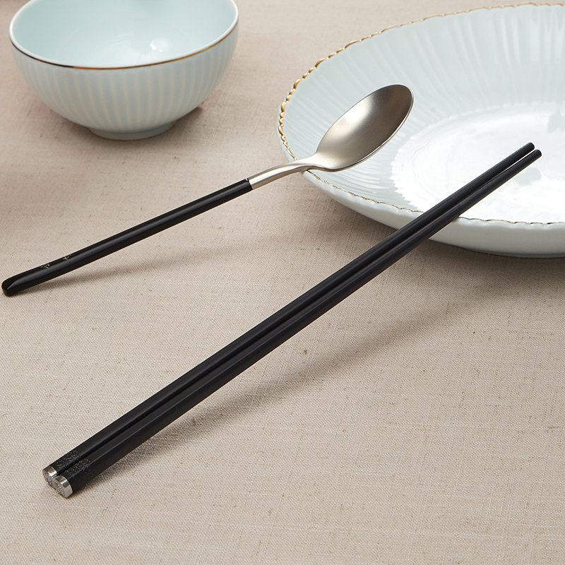 TAYOHYA/多样屋  蓁心悦品合金筷子餐勺组合套装公筷公匙礼盒组