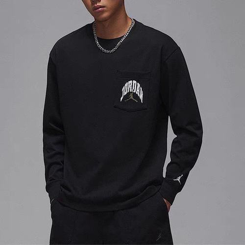 Air Jordan 男子纯棉口袋刺绣logo透气舒适长袖T恤 HV4568-010