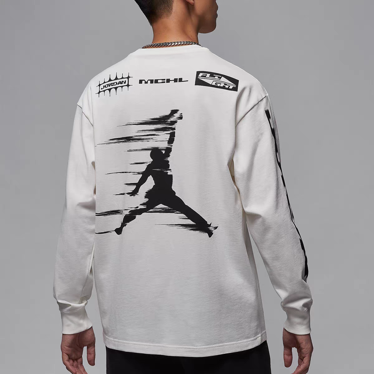 Air Jordan Logo印花 宽松重磅纯棉透气舒适长袖T恤 FZ1972-133图片