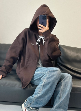 NIKE LAB SOLO SWOOSH 美拉德风小勾刺绣拉链宽松连帽外套 DR0404