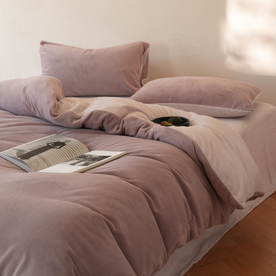 A类母婴级纯色双拼牛奶绒四件套