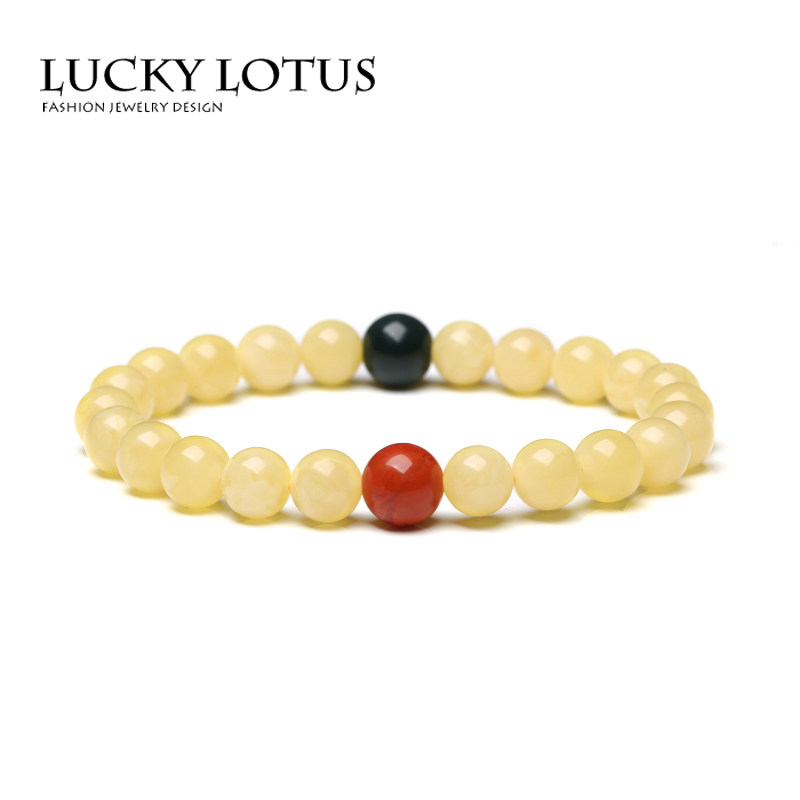 luckylotus鸡油黄精品琥珀佛珠