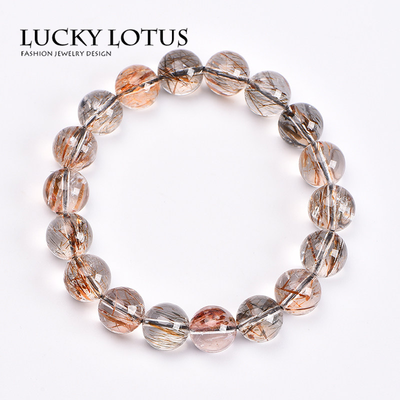 LUCKYLOTUS珠宝天然金发晶男手链黑发晶超七女手串铜发晶简约包邮