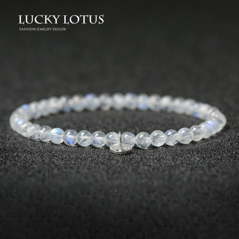 LUCKYLOTUS极细斯里兰卡天然蓝光月光石蓝彩光女手链闺蜜简约包邮