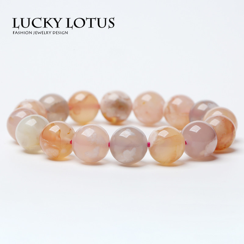 LUCKYLOTUS珠宝首饰浓墨樱花玛瑙手链糖果色樱花玛瑙手串简约包邮