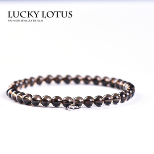 luckylotus珠宝首饰茶晶手链男女款水晶手串简约百搭闺蜜礼物包邮