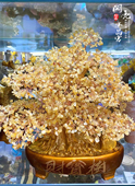 天然黄水晶发财树摆件客厅玄关办公室风水招财装 饰品乔迁开业礼品