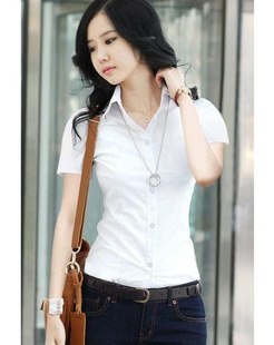 大码 工衣女装 白衬衫 2020春夏装 衬衣职业装 新款 修身 琪莉娅 韩版