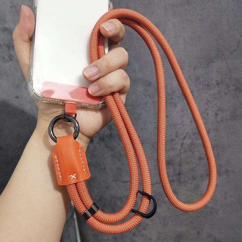 质感牛皮加粗脖颈挂绳工卡手机壳
