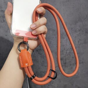 质感牛皮加粗脖颈挂绳工卡手机壳