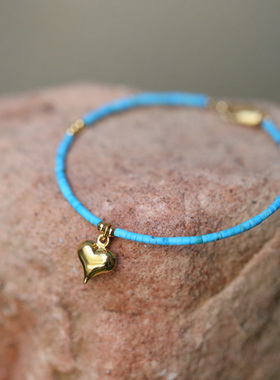 梵高伊朗原矿石绿松九月生辰手链