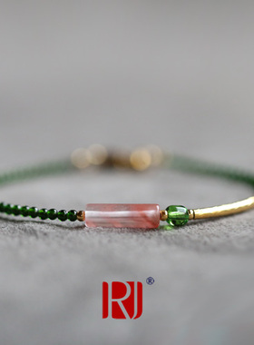 小坞梅开丨绿砂9k金管设计款精致细手链