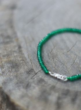 晴川再生祖母绿刻面小盘精致手链