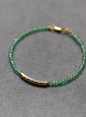 刻面橄榄石云纹9k金管细手链