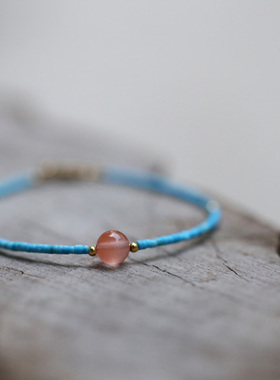 常仪原矿樱桃红极细九月生辰手链