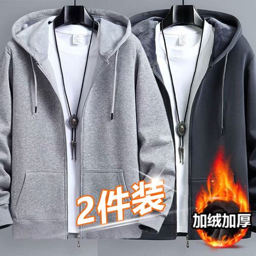 美式休闲卫衣连帽拉链男外套