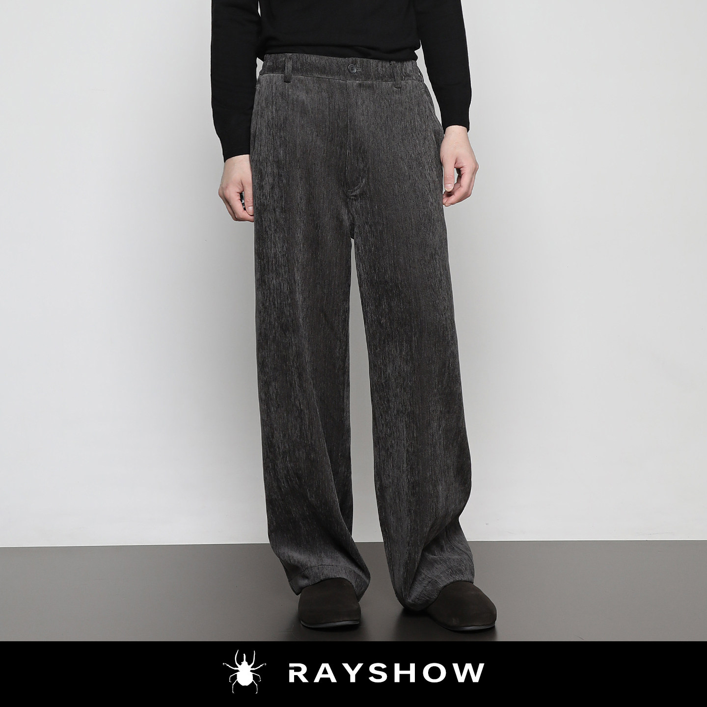 原创丝光绒高级垂感休闲阔腿长裤