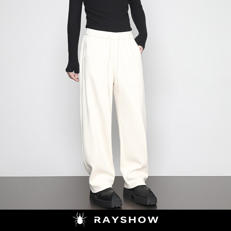 RAYSHOW·COS弧形分割 宽松微锥哈伦长裤 松紧腰弹力运动休闲卫裤,男装,休闲裤,淘宝优惠券,粉丝福利购,淘宝优惠卷