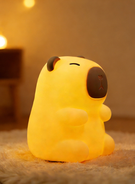 卡皮巴拉智能可爱豚鼠夜灯生日礼物女友闺蜜姐妹小众硅胶拍拍夜灯