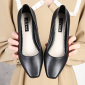 女夏外穿妈妈仙女风配裙子休闲浅口粗跟单鞋 加厚防滑方头时尚 凉鞋