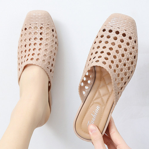 沙滩外穿时尚凉拖鞋女中跟休闲