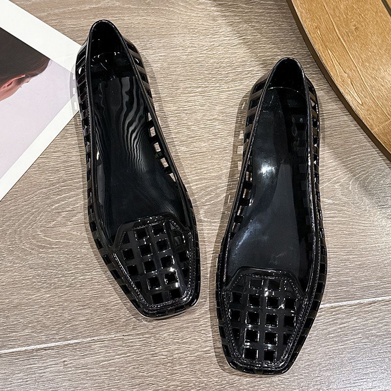 网红时尚方头水晶透明镂空低跟防滑凉鞋女夏舒适妈妈塑料耐磨单鞋,女鞋,洞洞鞋,淘宝优惠券,粉丝福利购,淘宝优惠卷