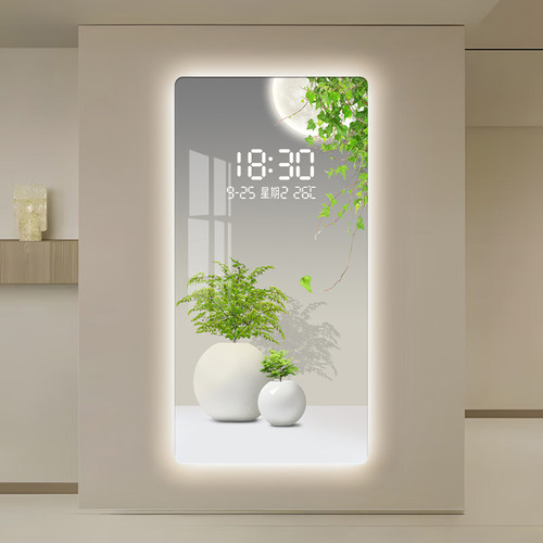 2025简约绿植数显电子钟表挂钟入