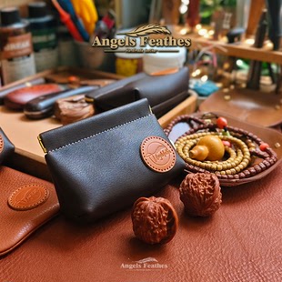 真皮手工定制文玩收纳袋晴源斋EDC手串牛皮108盘玩Angels Feathes