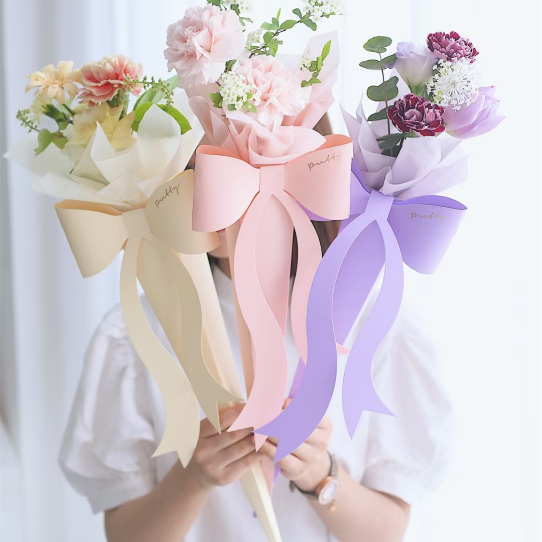 教师节单支花盒玫瑰花束包装手提蝴蝶花盒仙女棒插花盒鲜花手提袋