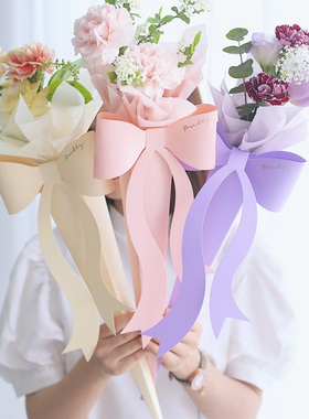 情人节单支花盒玫瑰花束包装手提蝴蝶花盒仙女棒插花盒鲜花手提袋