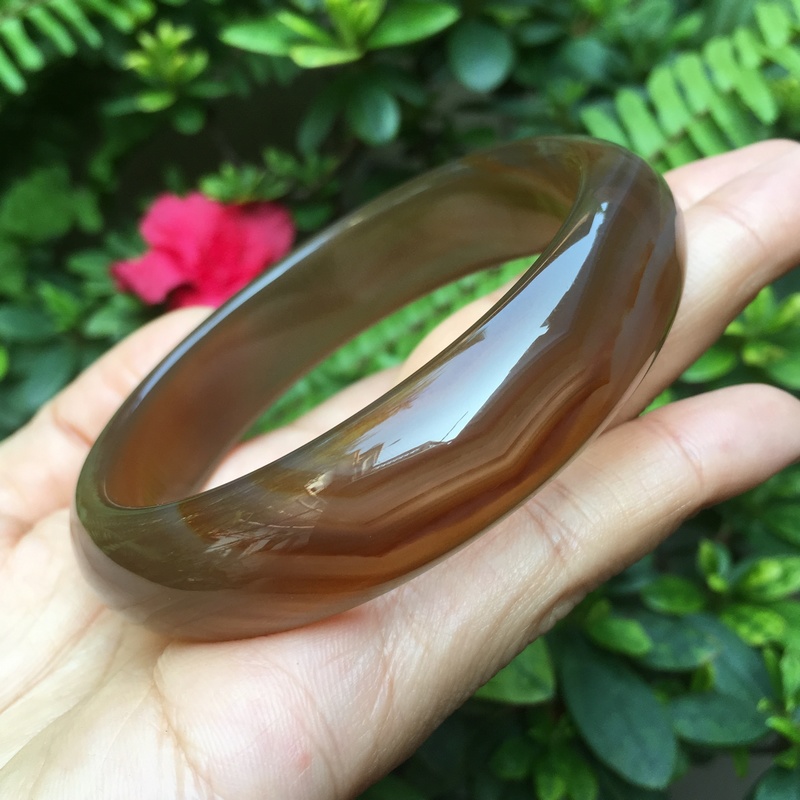 现货巴西纯天然原色无烧蜜糖俏色玛瑙手镯女款加厚复古手环58 60m
