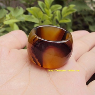 巴西纯天然原色无烧俏色蜜糖红玛瑙扳指戒指环宽厚男士款复古22mm