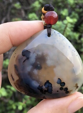 天然海洋玉髓水墨俏色复古毛衣链