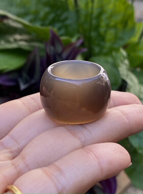 冰种复古玛瑙扳指戒指宽厚宫廷