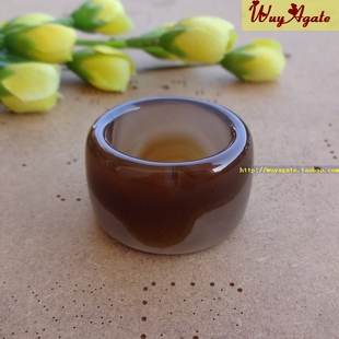 原色无烧巴西纯天然俏色玉髓戒指环玛瑙扳指复古宽厚版男士款23mm