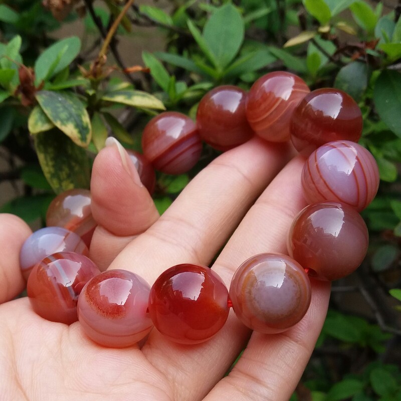 精选巴西纯天然天眼缠丝红玛瑙手链男女款手串条纹复古半宝石16mm